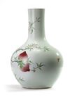 A Chinese famille rose 'nine peaches' bottle vase, tianqiuping