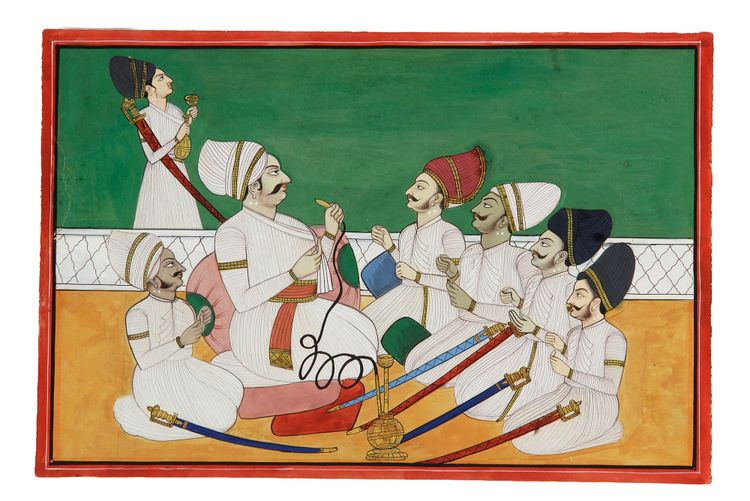 INDIAN COURT SCENE PAINTING, 19TH CENTURY