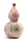 A Chinese pink-ground sgraffiato flower roundel double gourd 'trompe l'oeil' vase