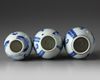 Three Chinese blue and white 'ladies' small ovoid jars