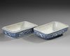 A CHINESE BLUE AND WHITE RECTANGULAR DRAGON BOX AND COVER, QING DYNASTY (1644–1911)