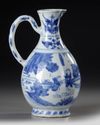 A CHINESE BLUE AND WHITE EWER, TRANSITIONAL PERIOD, 17TH CENTURY