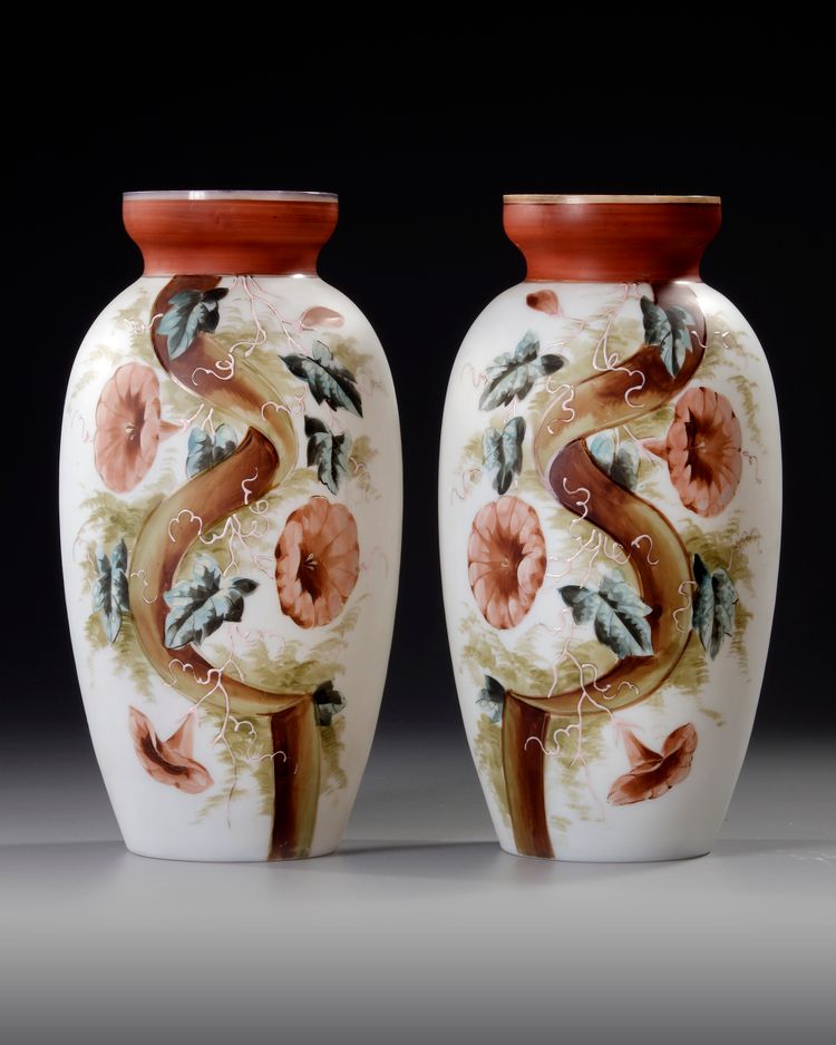 A PAIR OF FRENCH OPALINE VASES, 19TH CENTURY