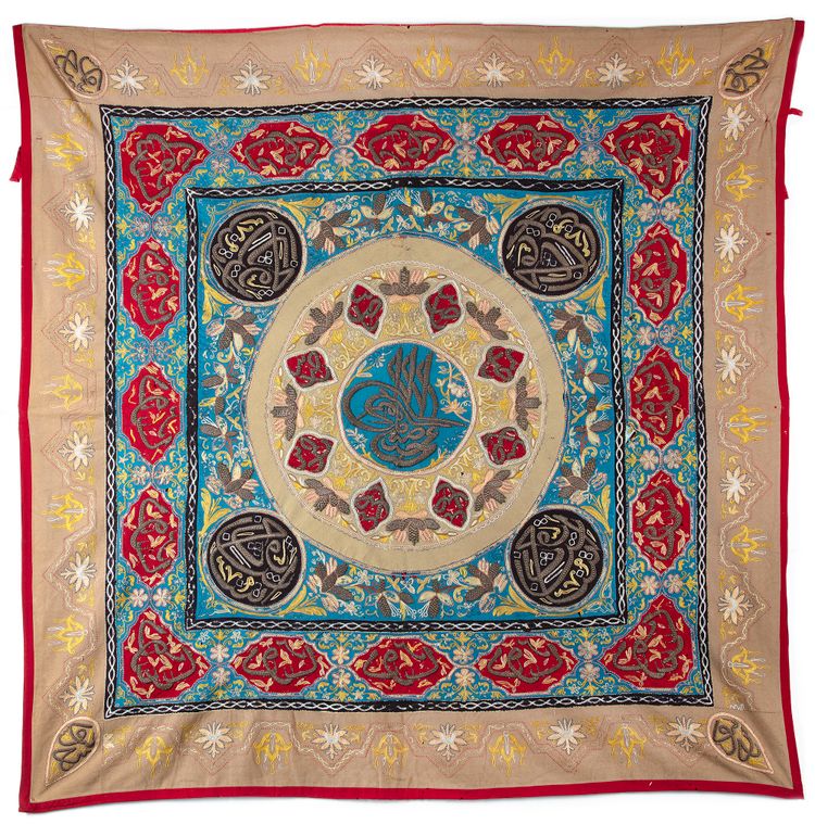 AN OTTOMAN EMBROIDERED HANGING PANEL, 19TH CENTURY