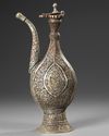 A COPPER INLAID ENGRAVED METAL EWER, 19TH-20TH CENTURY