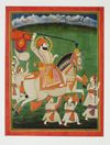 AN EQUESTRIAN PORTRAIT OF MAHARAJA MAN SINGH OF JODHPUR, RAJASTHAN INDIA, 19TH CENTURY