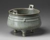 A Chinese celadon crackle-glazed tripod censer