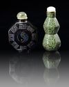 TWO CHINESE INLAID-LACQUER SNUFF BOTTLES, 20TH CENTURY
