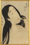 A JAPANESE WOODBLOCKPRINT OF A WOMAN OF MEDIUM RANK (中品の女) KITAGAWA UTAMARO (喜多川歌麿)