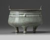 A Chinese celadon crackle-glazed tripod censer