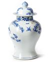 A CHINESE BLUE AND WHITE JAR WITH COVER