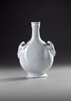 A FRENCH FAIENCE PILGRIM'S FLASK WITH RAM'S HEADS, 17-18TH CENTURY