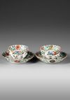 TWO PAIRS OF CHINESE FAMILLE VERTE CUPS AND SAUCERS, KANGXI PERIOD (1662-1722)