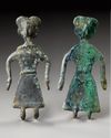 A PAIR OF AMLASH BRONZE IDOLS, CIRCA 1ST MILLENNIUM B.C.