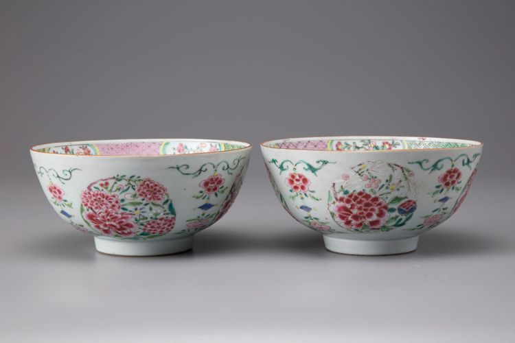 A pair of famille rose bowls