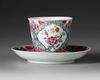 A CHINESE FAMILLE ROSE CUP AND SAUCER, QIANLONG PERIOD