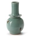 A LONGQUAN CELADON TOBI SEIJI SPOTTED BOTTLE, YUAN DYNASTY (1279-1368)
