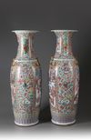 A Massive Pair of Famille Rose Cantonese Vases