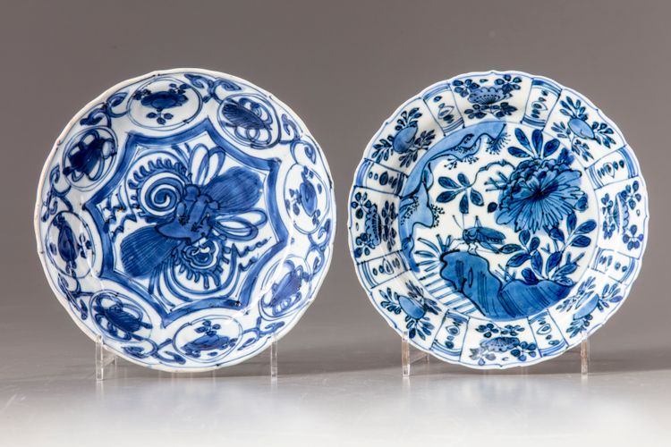 TWO CHINESE BLUE AND WHITE SAUCERS