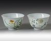 A pair of small Chinese famille rose bowls