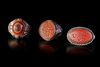THREE AGATE SEAL SILVER RINGS