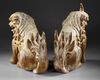 A PAIR OF JAPANESE WOODEN KOMAINU GUARDIAN DOGS, EDO PERIOD (1615–1868)