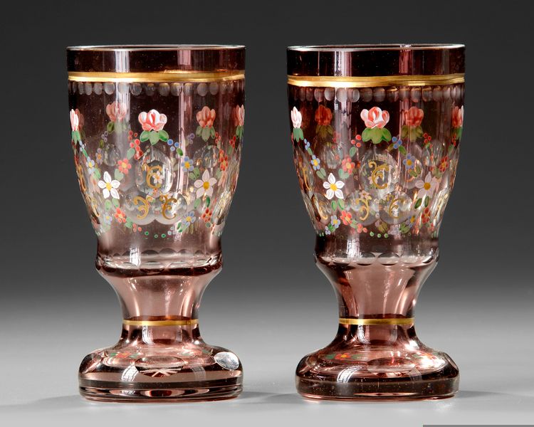 A PAIR OF BOHEMIAN CUT GLASS GOBLETS, EARLY 20TH CENTURY