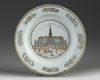 A Chinese en grisaille and gilt-decorated dish