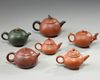 A group of six Chinese small yixing teapots