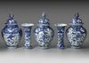 A JAPANESE BLUE AND WHITE PORCELAIN SET, CIRCA 1700