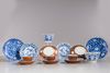 A lot of Chinese blue and white cups and saucers