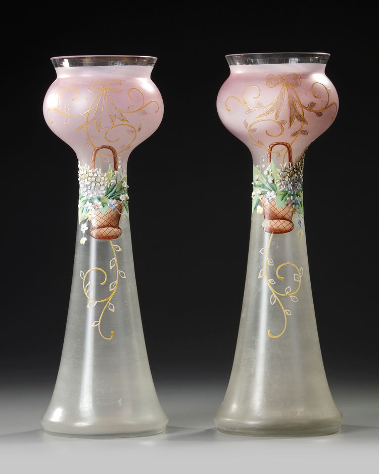 A PAIR OF FRENCH MAT GLASS VASES, 19TH CENTURY