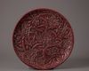 A Chinese cinnabar lacquer 'peony' dish