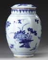 A CHINESE BLUE AND WHITE JAR AND COVER, QING DYNASTY (1644–1911)