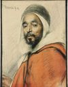 ORIENTALIST SCHOOL (EARLY 20TH CENTURY), A PORTRAIT OF A MAN IN TURBAN, PASTEL AND BLACK CHALK ON PAPER