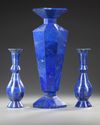 A SET OF THREE VASES OF SUPERB 'LAPIS LAZULI', MID 20TH CENTURY