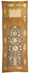 A LARGE GILT THREAD EMROIDERED HANGING PANEL, TURKEY, 19TH CENTURY