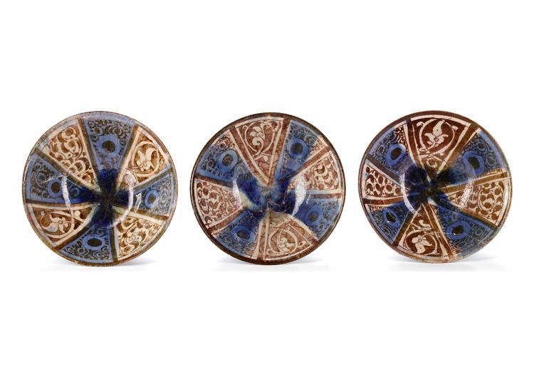 THREE KASHAN LUSTRE POTTERY BOWLS, PERSIA, 13TH CENTURY