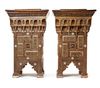 A PAIR OF DAMASCUS BONE-INLAID PAINTED WOOD PLANT STANDS INLAID WITH DAMASCUS POTTERY TILES, SYRIA, 16TH AND 19TH CENTURY