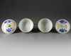 A PAIR OF CHINESE CAFE-AU-LAIT-GROUND BLUE AND WHITE POTICHES AND COVER, KANGXI PERIOD (1662-1722)