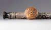 A CHINESE BONE AND SILVER PLATED CARVED OPIUM PIPE, 20TH CENTURY