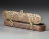 A QAJAR COPPER INLAID PENBOX, QALAMDAN, 20TH CENTURY