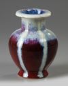 A Chinese flambé-glazed foliate vase