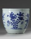 A Chinese blue and white 'Flowers of the Four Seasons' jardinière