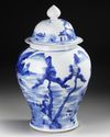 A LARGE CHINESE BLUE AND WHITE JAR WITH COVER, 19TH CENTURY