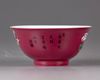 A ruby-ground famille rose bowl