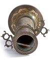A LARGE ENGRAVED BRASS TORCH STAND, PERSIA, 19TH CENTURY
