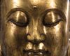 A large Chinese gilt bronze buddha head
