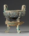 A CHINESE ARCHAIC BRONZE RITUAL FOOD VESSEL (  CHANG ZI DING), EARLY WESTERN ZHOU DYNASTY 1046-771 B.C