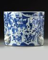 A large Chinese blue and white 'hundred boys' brush pot